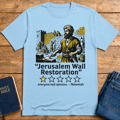 Jerusalem Wall Restoration T-Shirt - Light Blue