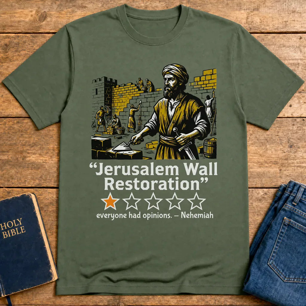 Jerusalem Wall Restoration T-Shirt - Military Green