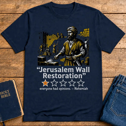 Jerusalem Wall Restoration T-Shirt - Navy