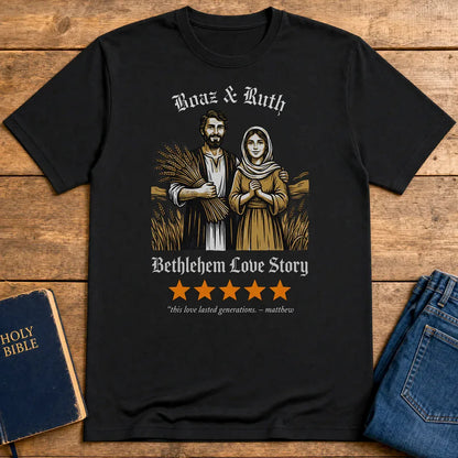 Boaz & Ruth Bethlehem Love Story T-Shirt - Black
