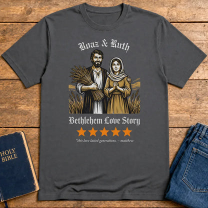 Boaz & Ruth Bethlehem Love Story T-Shirt - Charcoal