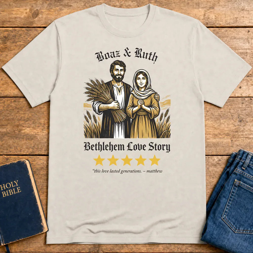 Boaz & Ruth Bethlehem Love Story T-Shirt - Ice Grey