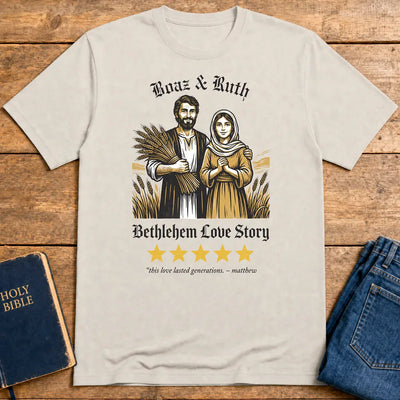 Boaz & Ruth Bethlehem Love Story T-Shirt - Ice Grey