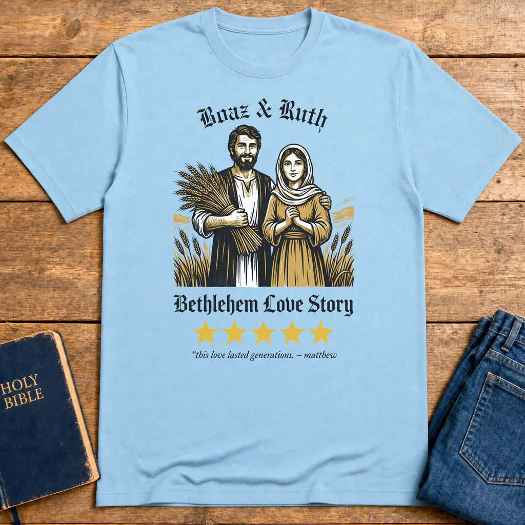 Boaz & Ruth Bethlehem Love Story T-Shirt - Light Blue
