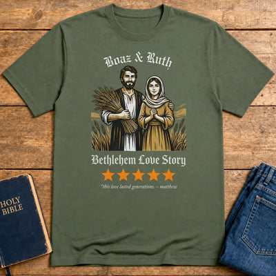 Boaz & Ruth Bethlehem Love Story T-Shirt - Military Green
