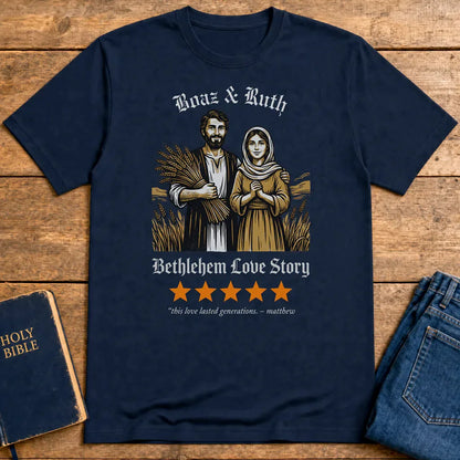 Boaz & Ruth Bethlehem Love Story T-Shirt - Navy
