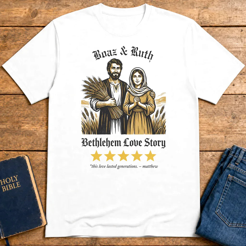 Boaz & Ruth Bethlehem Love Story T-Shirt - White