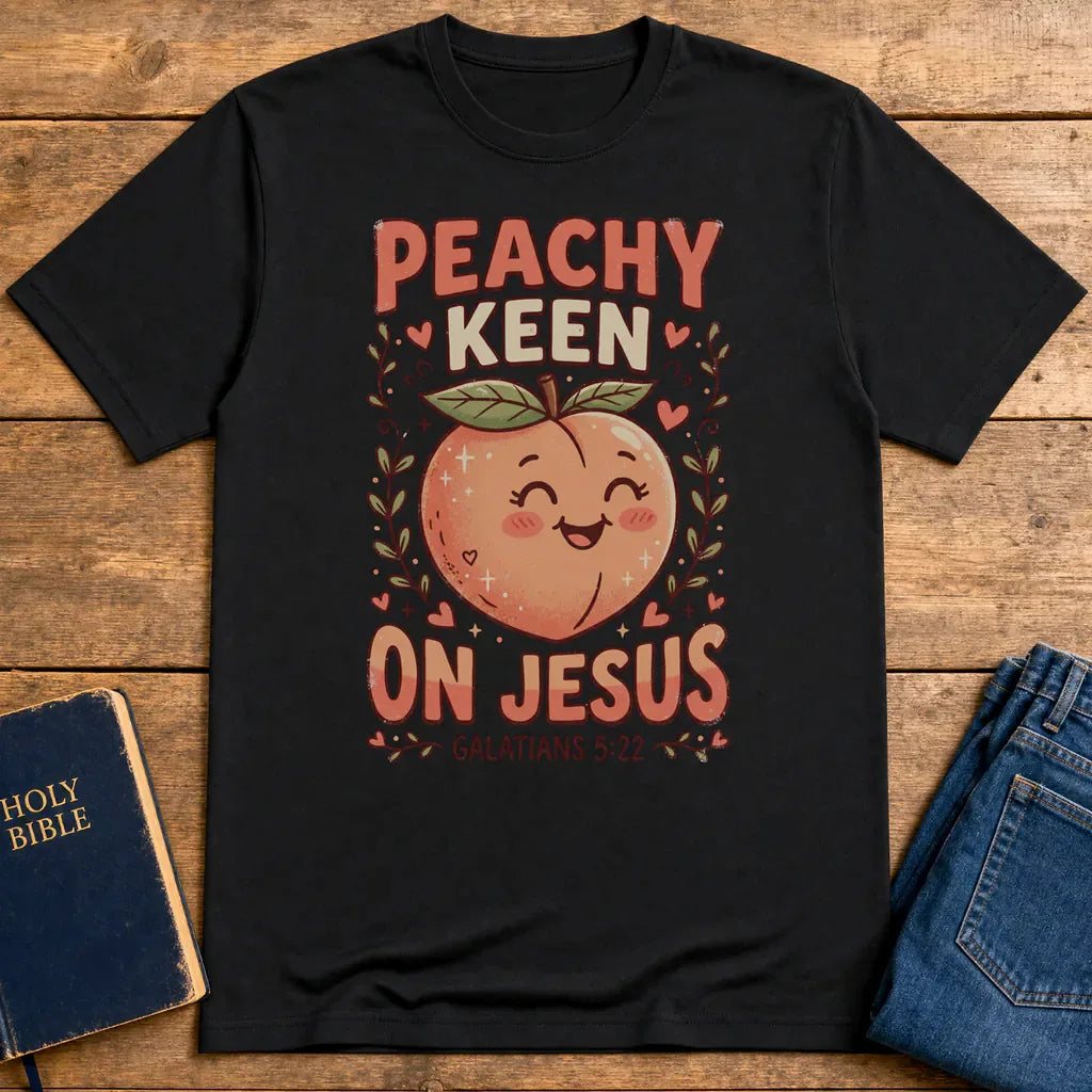 Peachy Keen On Jesus T-Shirt - Black