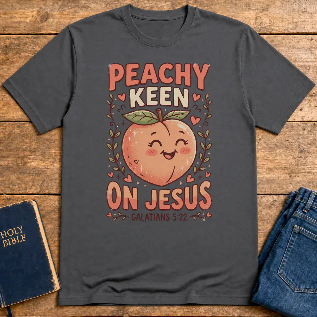 Peachy Keen On Jesus T-Shirt - Charcoal