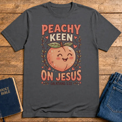 Peachy Keen On Jesus T-Shirt - Charcoal