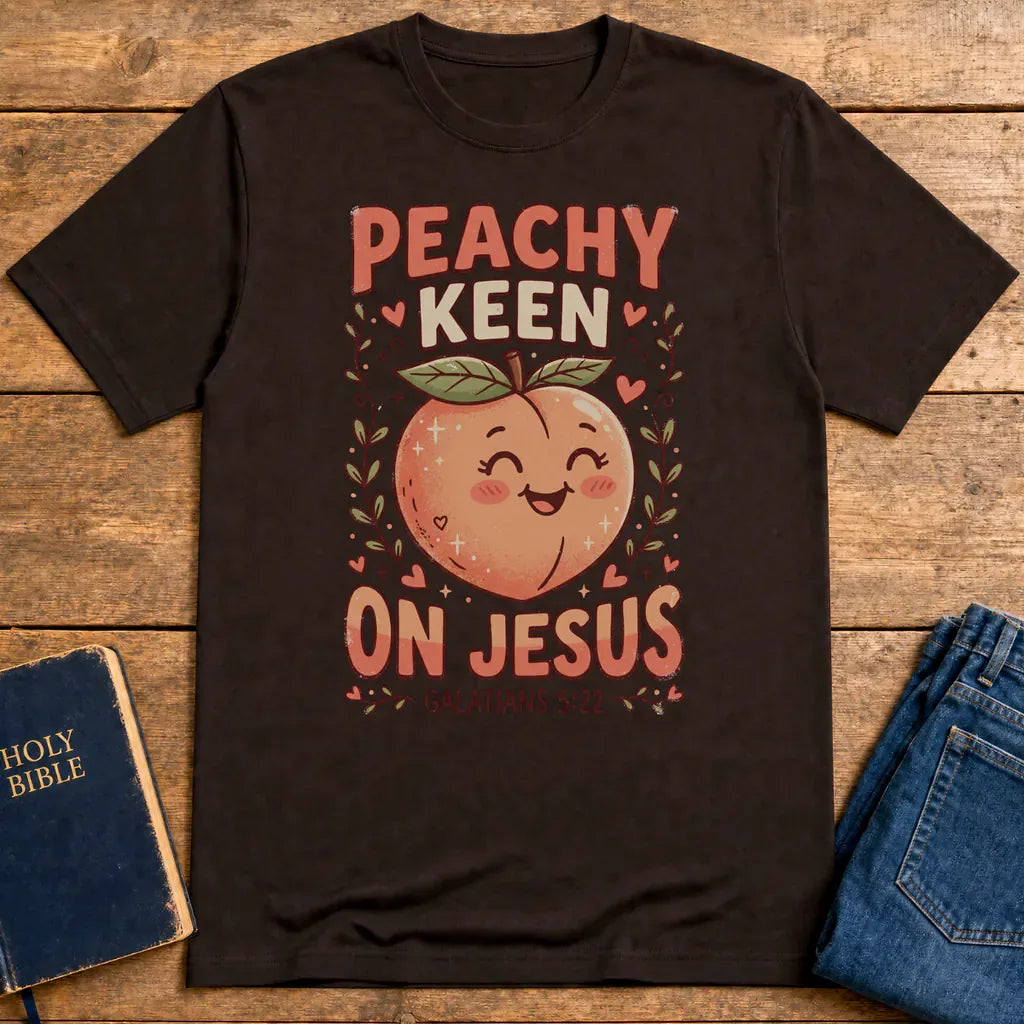 Peachy Keen On Jesus T-Shirt - Dark Chocolate
