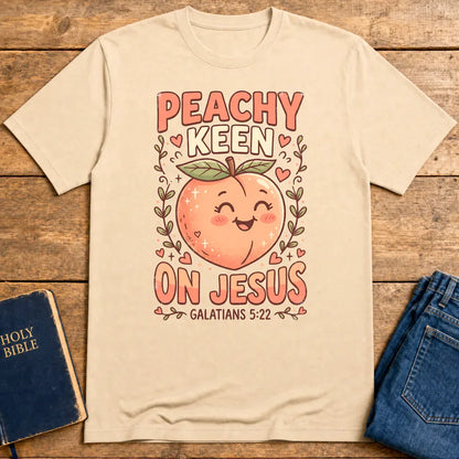 Peachy Keen On Jesus T-Shirt - Natural