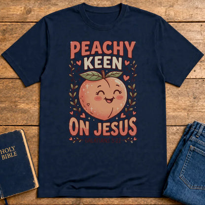 Peachy Keen On Jesus T-Shirt - Navy