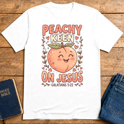 Peachy Keen On Jesus T-Shirt - White