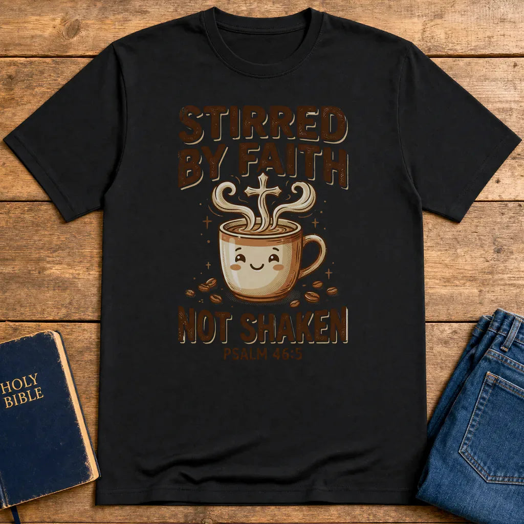 Stirred by Faith Not Shaken T-Shirt - Black