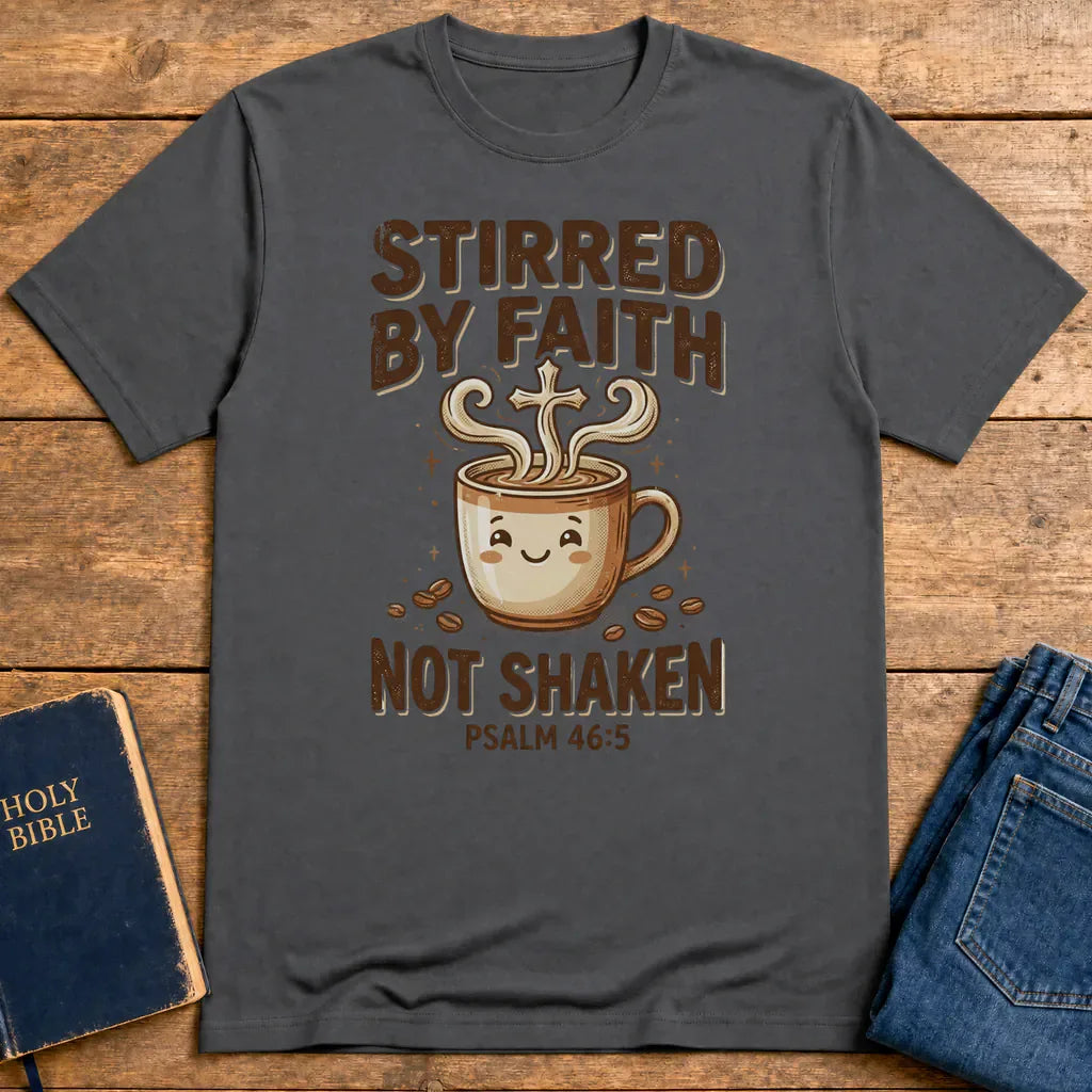 Stirred by Faith Not Shaken T-Shirt - Charcoal