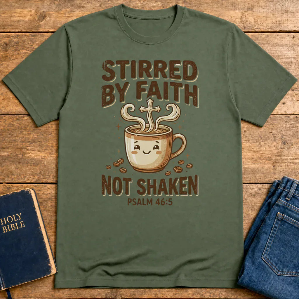 Stirred by Faith Not Shaken T-Shirt - Military Green