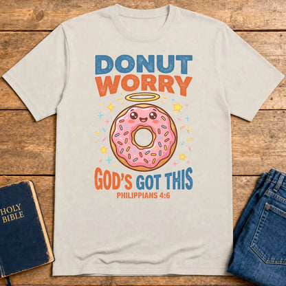 Donut Worry God's Got This T-Shirt - Ice Grey
