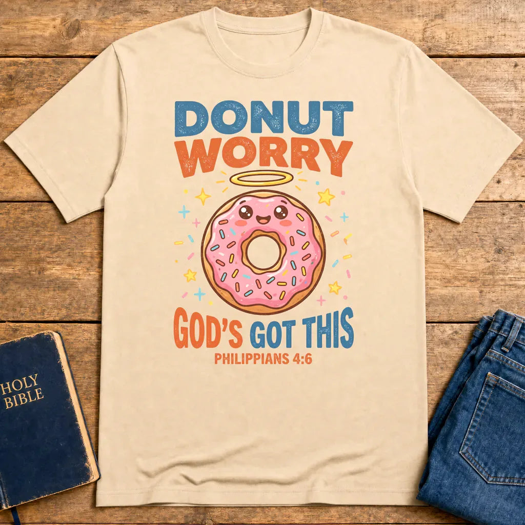 Donut Worry God's Got This T-Shirt - Natural