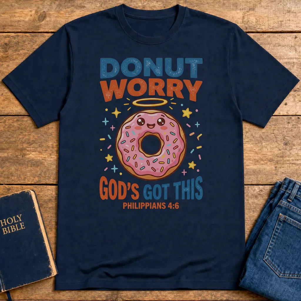 Donut Worry God's Got This T-Shirt - Navy