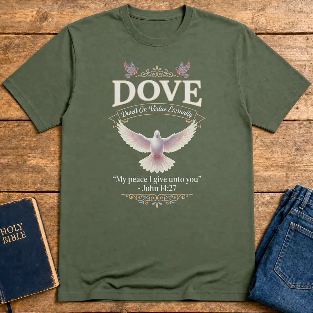Peaceful Dove Scripture T-Shirt - Military Green