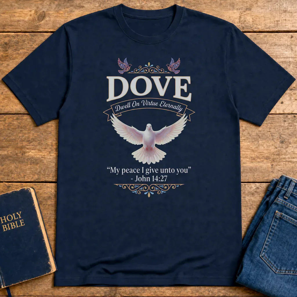 Peaceful Dove Scripture T-Shirt - Navy