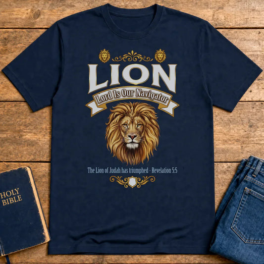 Lion of Judah Victory T-Shirt - Navy