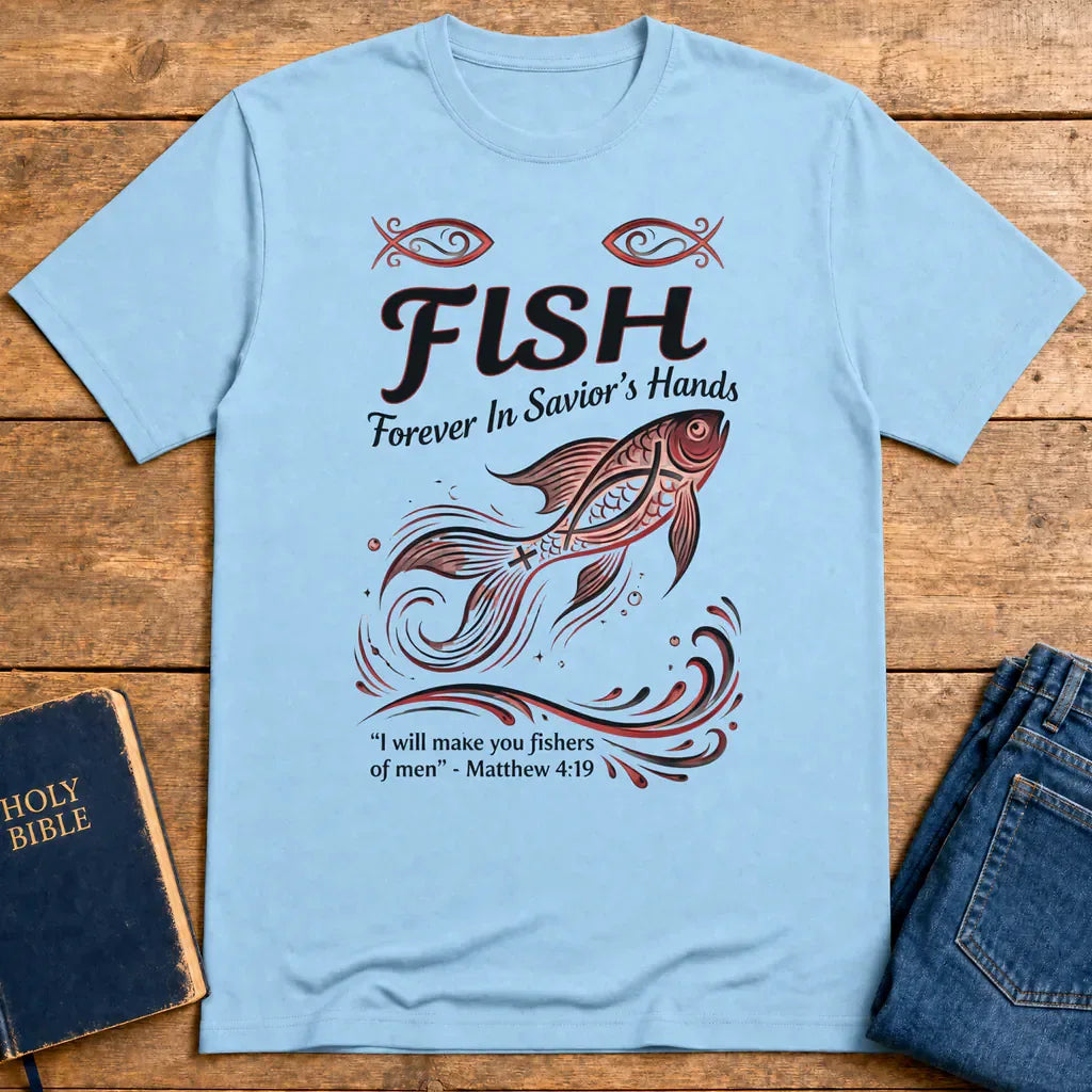 FISH - Forever in Savior’s Hands T-Shirt - Light Blue