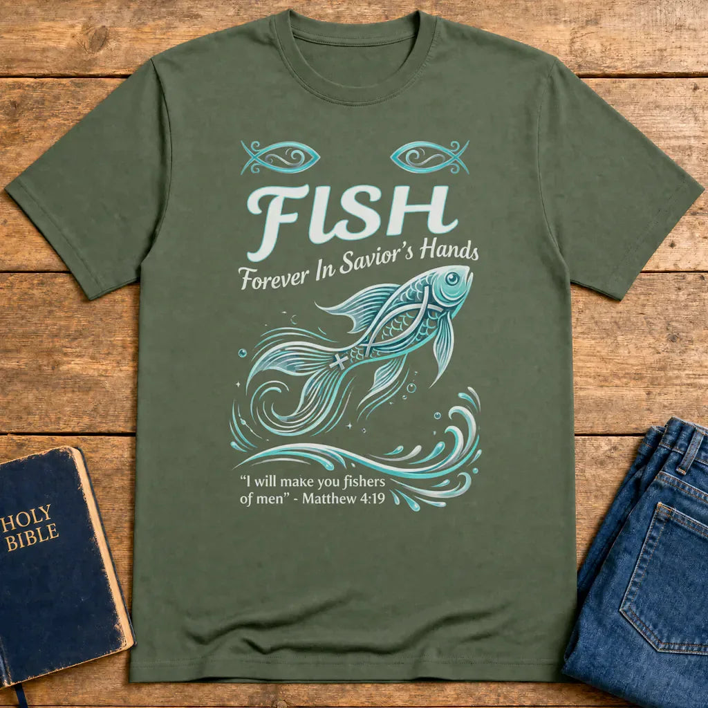 FISH - Forever in Savior’s Hands T-Shirt - Military Green