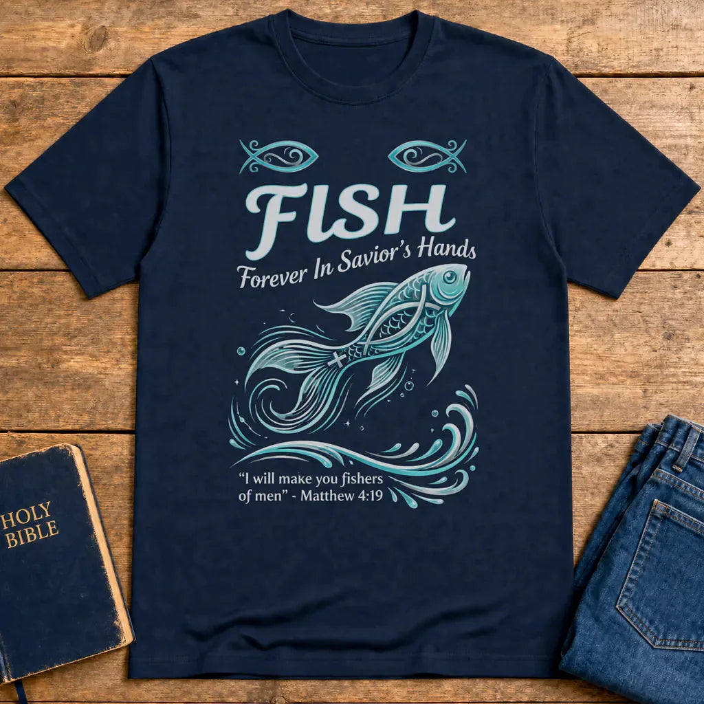 FISH - Forever in Savior’s Hands T-Shirt - Navy