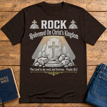Christ the Rock Fortress T-Shirt - Dark Chocolate