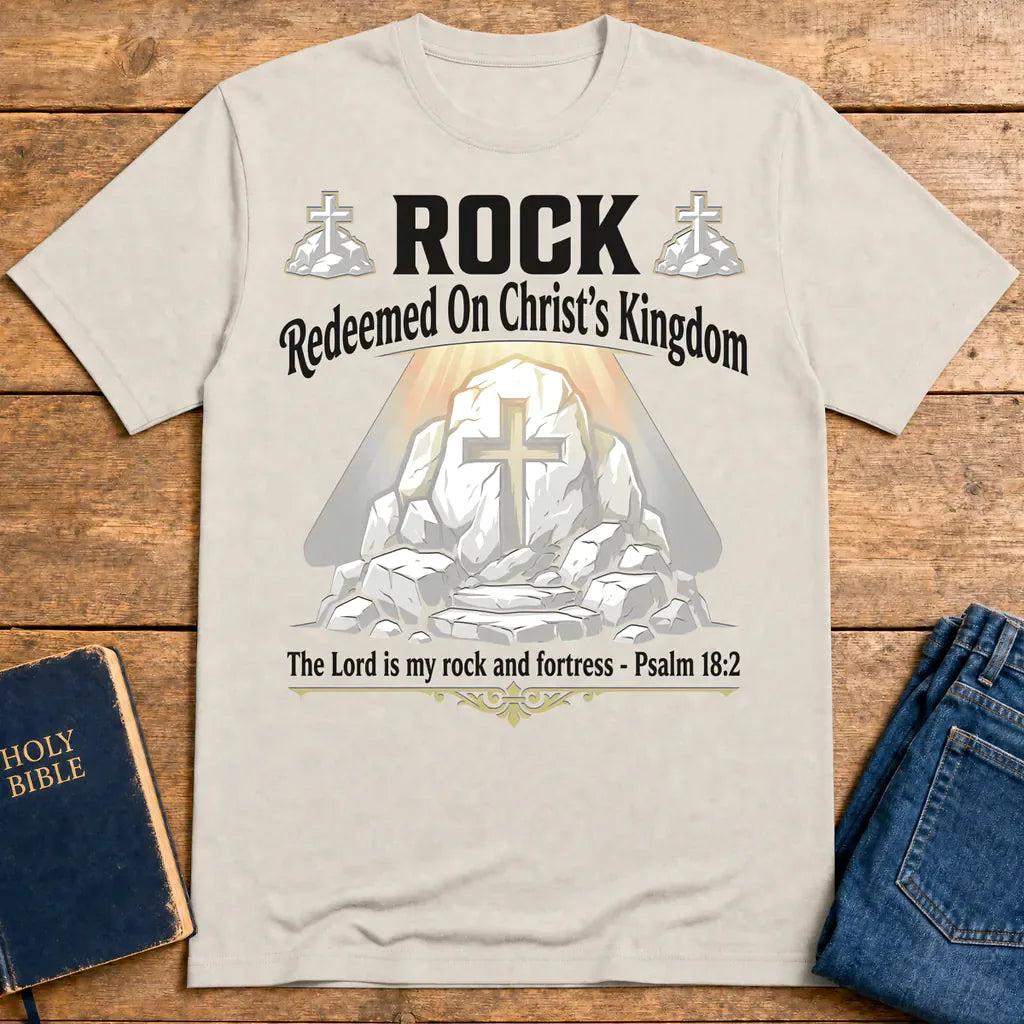 Christ the Rock Fortress T-Shirt - Ice Grey