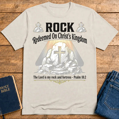 Christ the Rock Fortress T-Shirt - Ice Grey