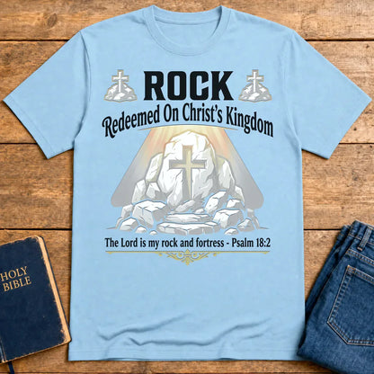 Christ the Rock Fortress T-Shirt - Light Blue