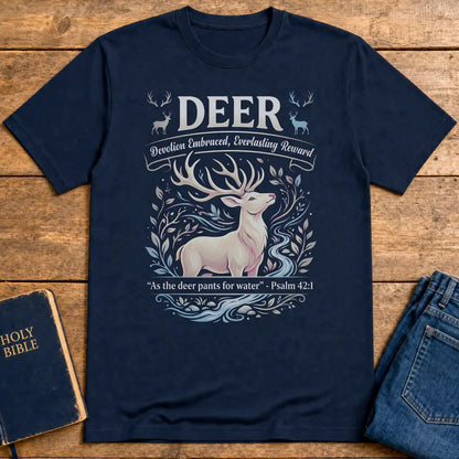 Psalm 42 Deer T-Shirt - Navy