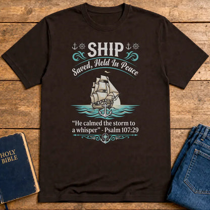 Saved Ship Peace T-Shirt - Dark Chocolate