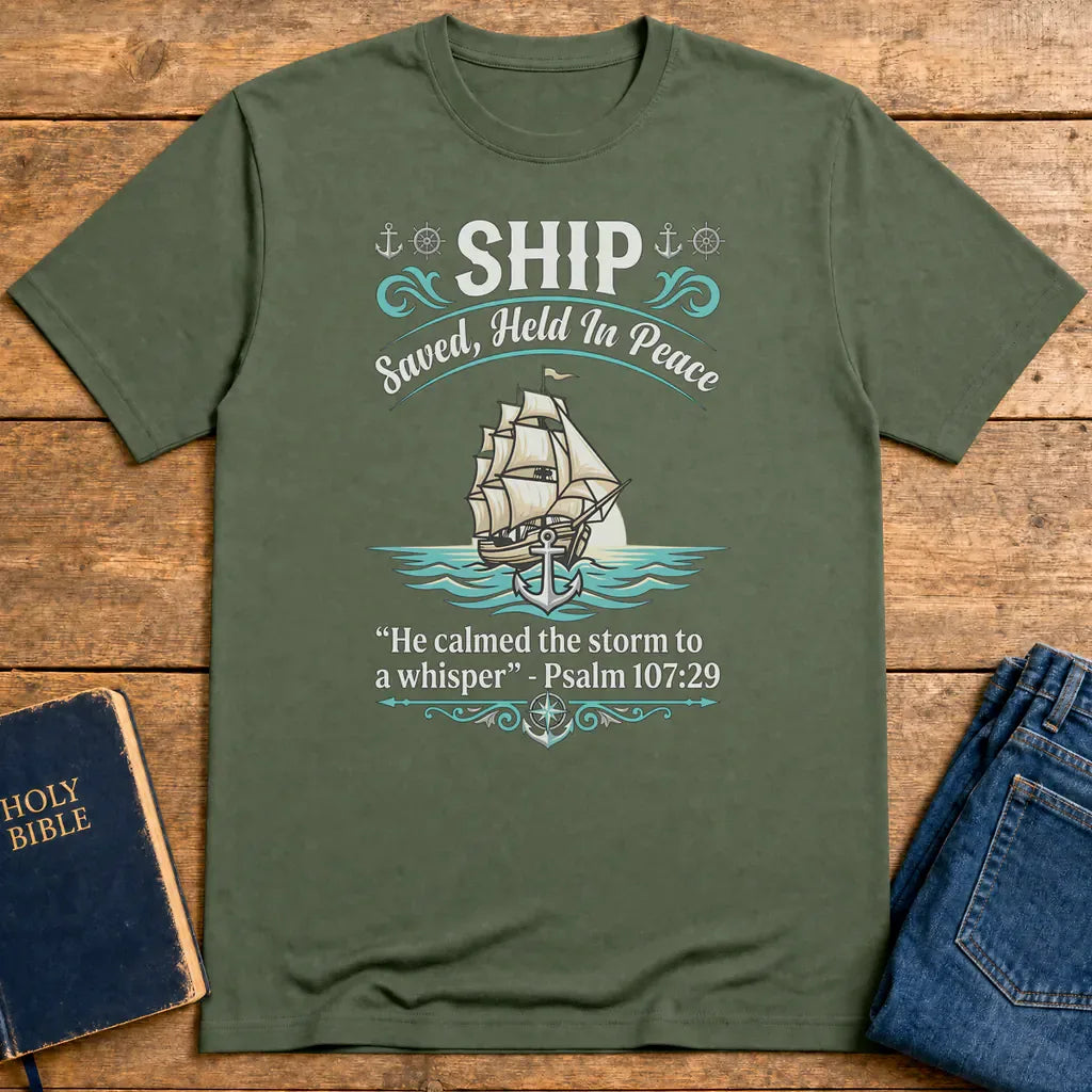 Saved Ship Peace T-Shirt - Military Green