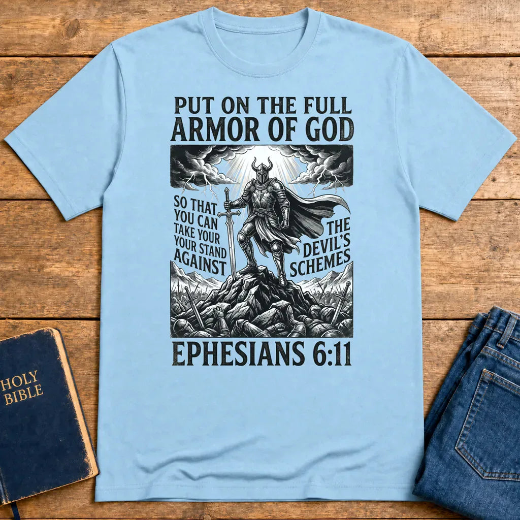 Full Armor of God T-Shirt - Light Blue