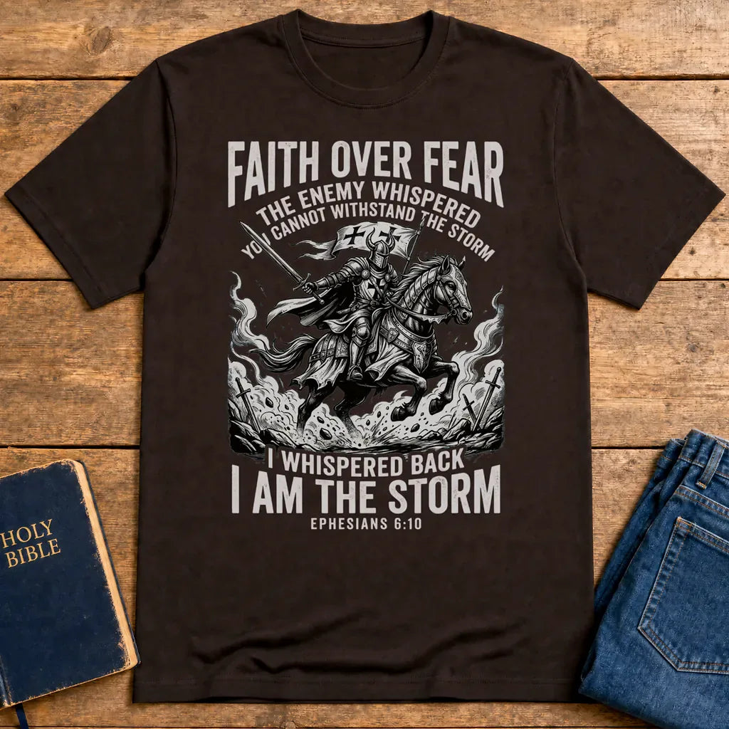 Faith Over Fear Warrior T-Shirt - Dark Chocolate