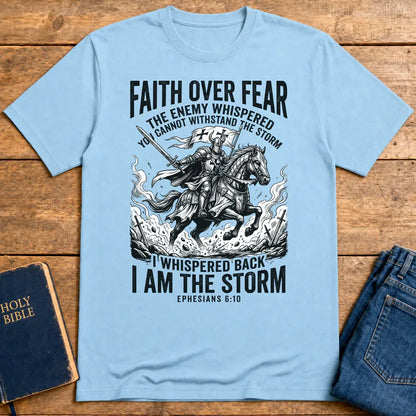 Faith Over Fear Warrior T-Shirt - Light Blue