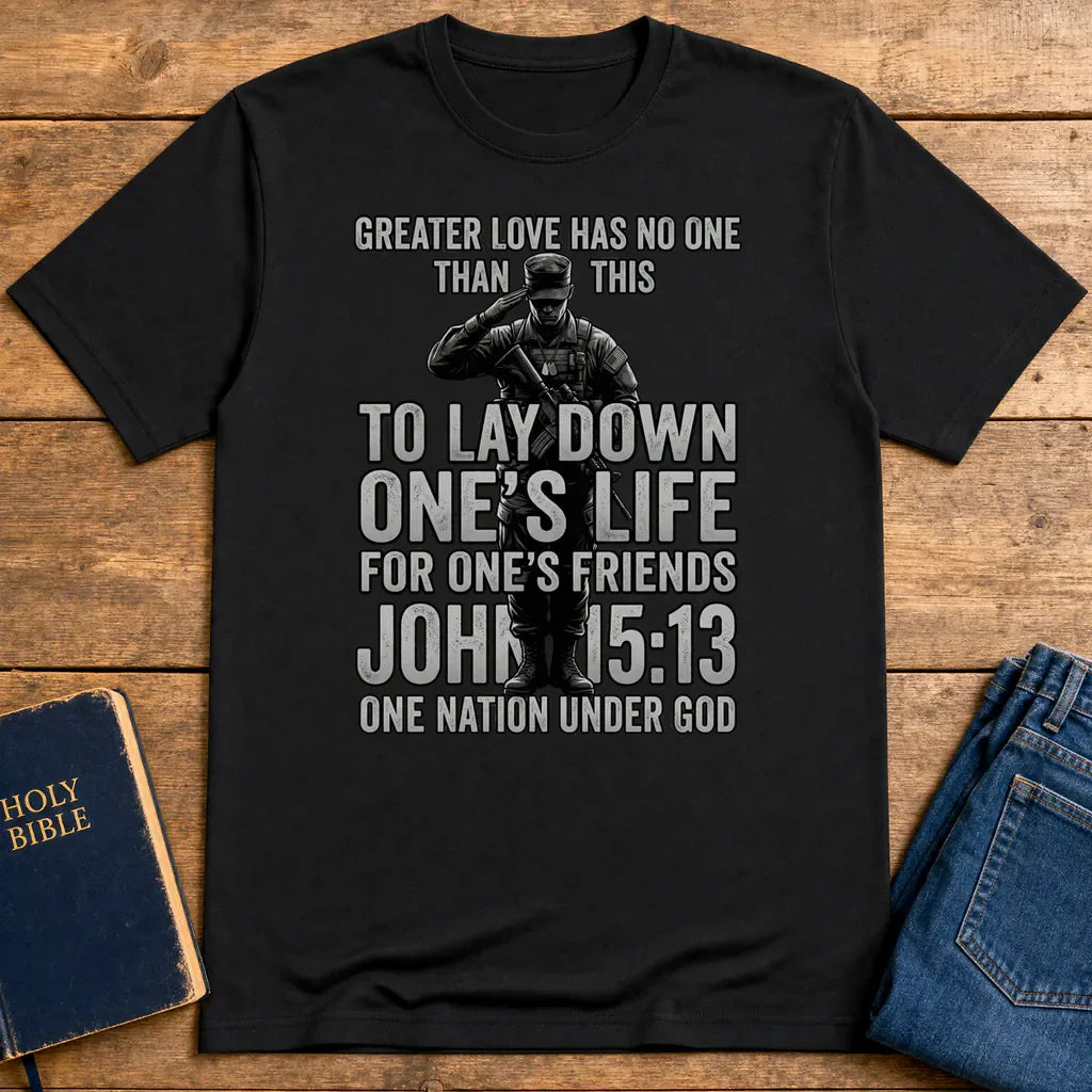 Greater Love Scripture Soldier T-Shirt - Black