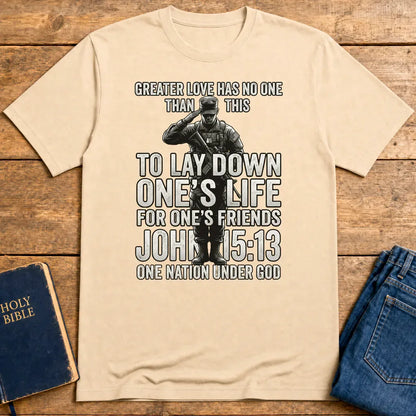 Greater Love Scripture Soldier T-Shirt - Natural