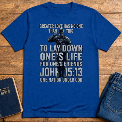 Greater Love Scripture Soldier T-Shirt - Royal