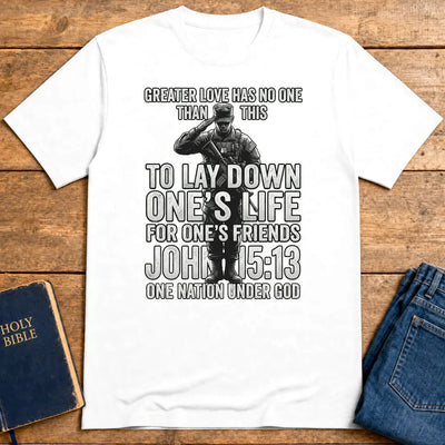 Greater Love Scripture Soldier T-Shirt - White