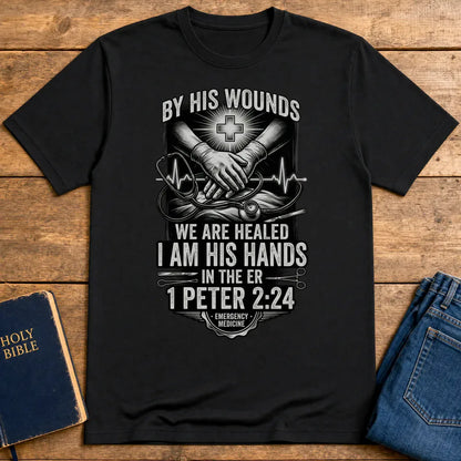By His Wounds ER T-Shirt - Black