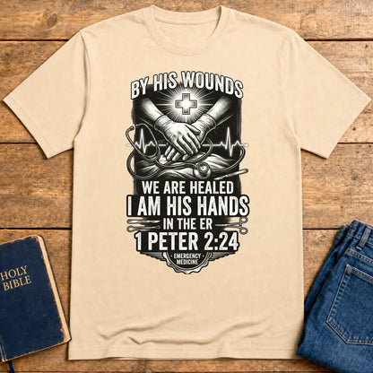 By His Wounds ER T-Shirt - Natural