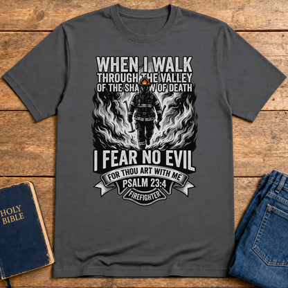 Fear No Evil Firefighter T-Shirt - Charcoal