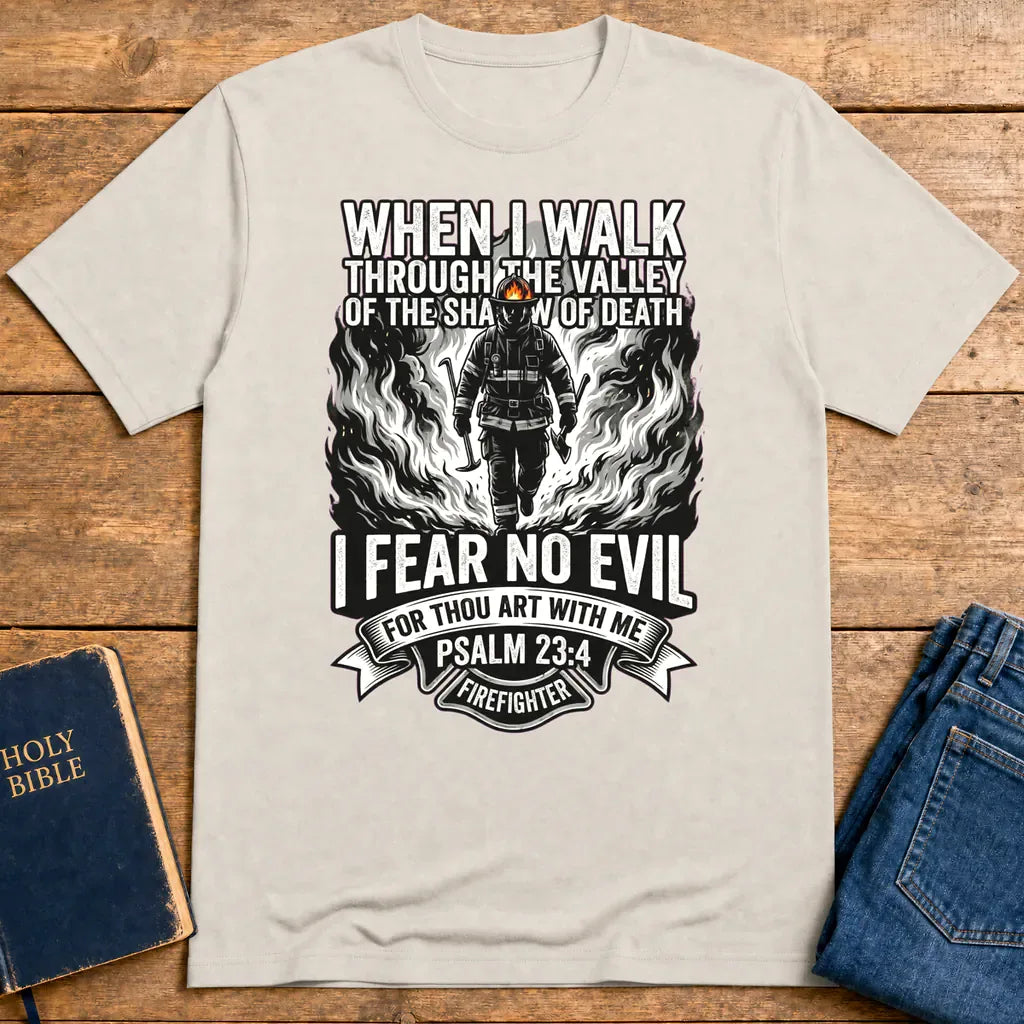 Fear No Evil Firefighter T-Shirt - Ice Grey