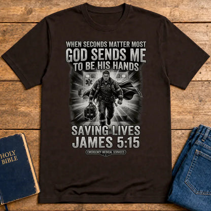 God Sends Me to Be His Hands T-Shirt - Dark Chocolate