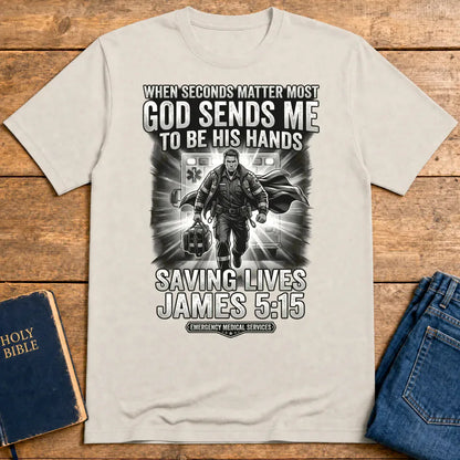 God Sends Me to Be His Hands T-Shirt - Ice Grey